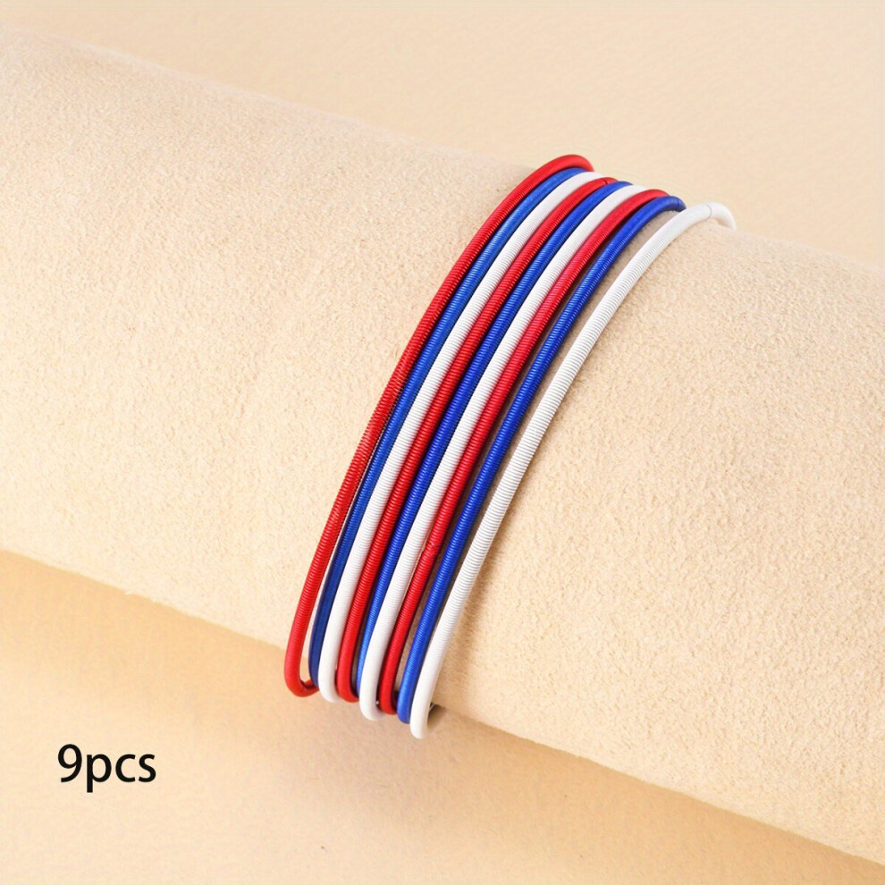 9pcs Independence Red And Stainless Steel Spring Bracelet Bracelet-image-OPC-PC25QP6-NEW