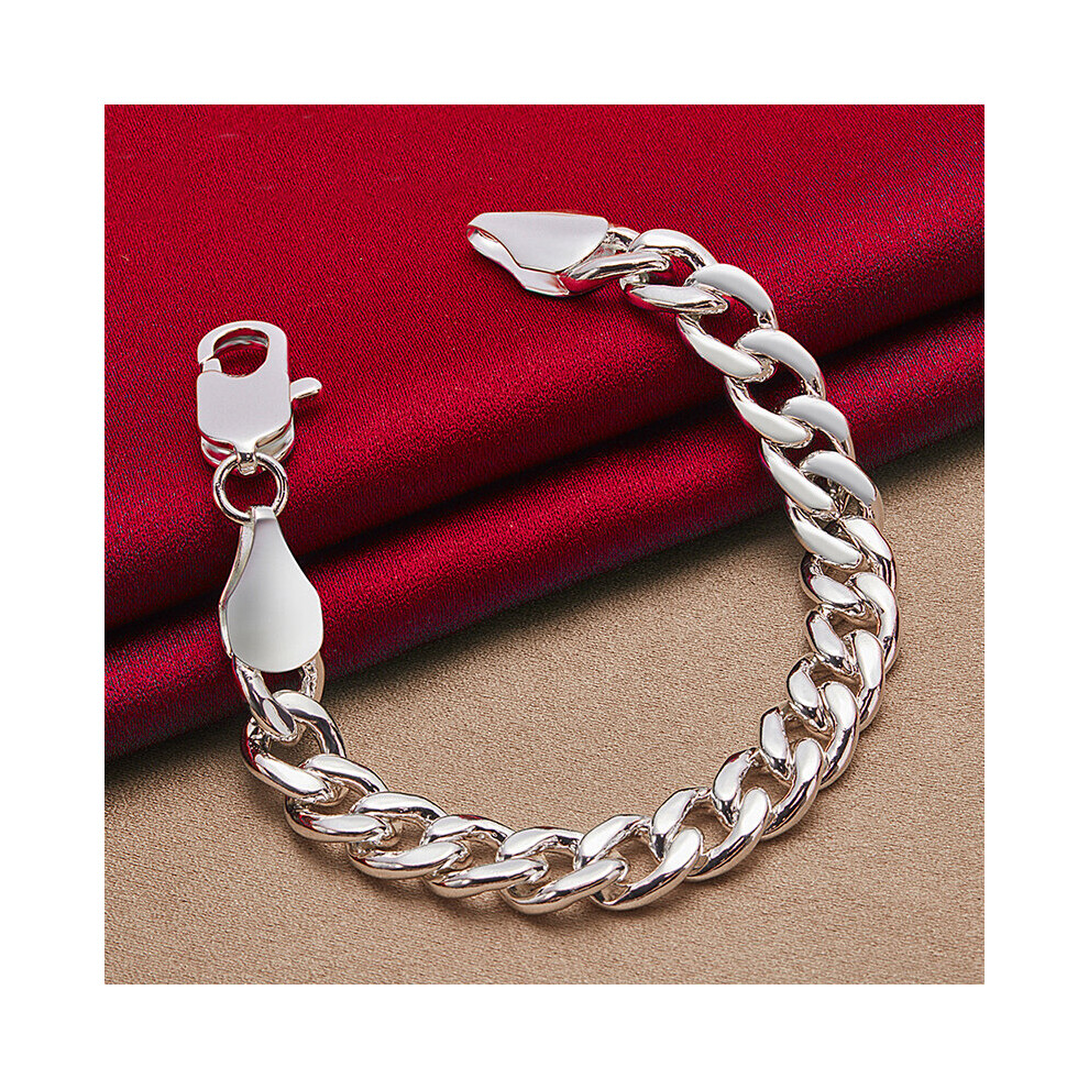 1pc Mens Silver Plated 8mm Side Cuban Chain Bracelet For Wedding Party Charm Jewelry-image-OPC-PC25QRR-NEW