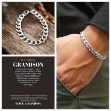 1pc Special Gift For Grandson Titanium Steel Non Fade Chunky Link Cuban Chain Bracelet Hoodie Chain Accessory Bracelet Gift For Men Birthday For Boys