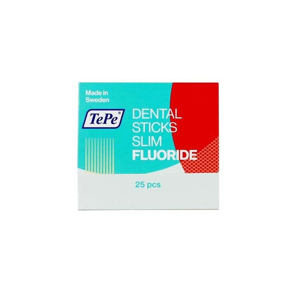 TePe Dental Wood Stick Slim With Fluoride - 1 Pack Of 25 Sticks