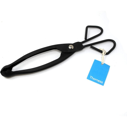 Thorness Traditional Black Metal Lightweight Fireplace Log Tong wood