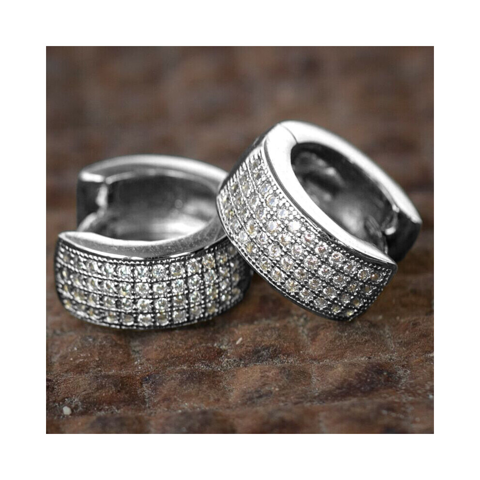 Hip Hop Style Earrings For Men Full Zircon Rhinestone Earrings Jewelry Multicoloured