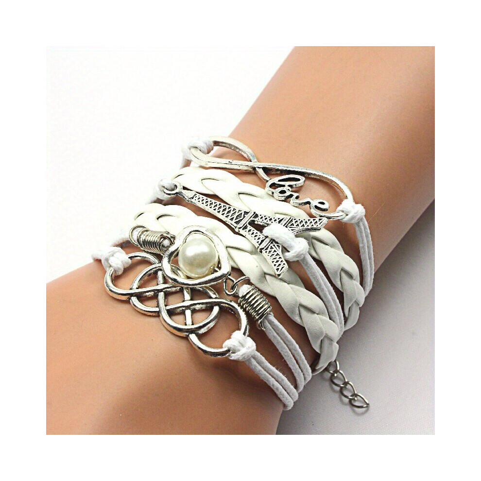 1pc Fashionable And Vintage Handwoven Bracelet With Heart And Tower Pattern For Men And Women-image-OPC-PC25SJT-NEW
