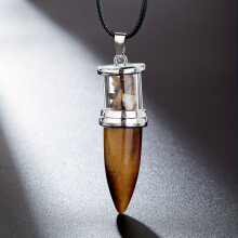 1pc 8 Colors Natural Stone Quartz Bullet Shaped Pendulum Gemstone Gravel Bottle Pendants Necklaces Gift For Boys Lucky Stone