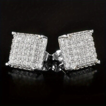 1pair Mens Hip Hop Earrings Zircon Square Stud Earrings Party Gift Jewelry