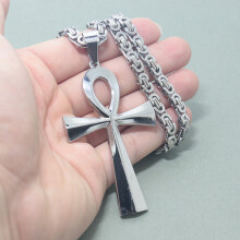 Stainless Steel Ankh Necklace Cross of Life Pendant God Ankh Cross Pendant Necklace Ward Off Evil Spirit Mummy Egyptian