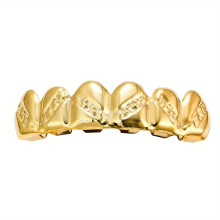 Mens Teeth Grills Set 18K Plated Golden Top & Bottom Grills Removable Dental Grills For Unisex Punk Jewelry