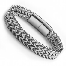 1pc Stainless Steel Bracelet For Men&Boys 12MM Double Strand Wheat Chain Bracelet 8 6 In With Magnet Clasp Jewelry Daily And Street Hip Hop Style Fami