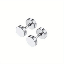 1pair Style Stainless Steel Earrings For Men Boys Teens Multiple Colors Earrings Suitable For Daily Matching