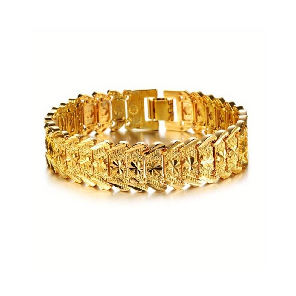 Jewelry Golden Plated Jewelry Mens Golden Plated 18k Golden Bracelet Hand Holiday Gift-image-OPC-PC25V8X-NEW