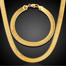 2pcs set Mens Snake Chain Necklace High Flat Necklace Bracelet Set European And American Hip Hop Necklace Bracelet Kit Accessories Size Wide 3 4 7mm