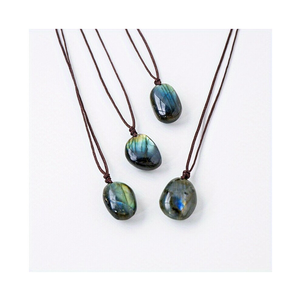 1pc Natural Crystal Labradorite Raw Stone Moonstone Pendant Necklace Decorative Accessories For Holiday Party Gift Men Accessories-image-OPC-PC25VDN-NEW