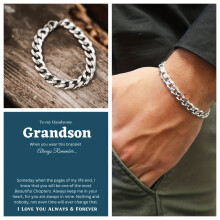1pc Special Gift For Grandson Titanium Steel Non Fade Chunky Link Cuban Chain Bracelet Hoodie Chain Accessory Bracelet Gift For Men Birthday For Boys