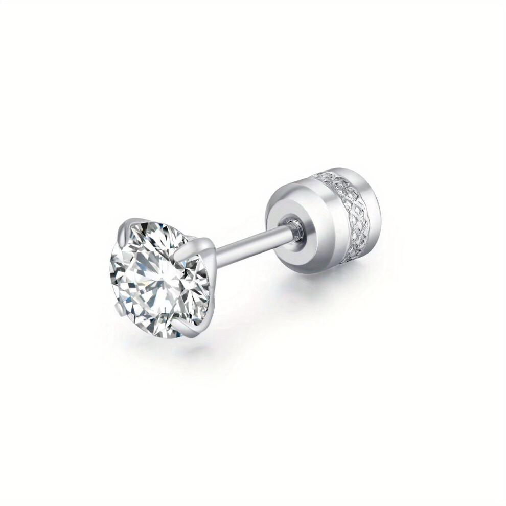 1pc Mens Fashionable Titanium Steel Four claw Zircon Earring Stainless Steel Ear Bone Stud Zircon Earrings