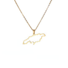 Jamaica Map Shaped Pendant Necklace For Men And Women Stainless Steel Neck Decorative Chain Necklace Casual Jewelry Gift