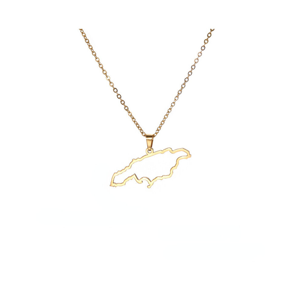 Jamaica Map Shaped Pendant Necklace For Men And Women Stainless Steel Neck Decorative Chain Necklace Casual Jewelry Gift-image-OPC-PC25VZD-NEW