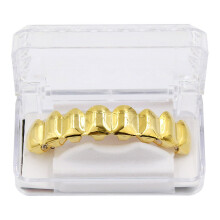 18k Golden Plated 8 Top Teeth 8 Bottom Tooth Hip Hop Mouth Grills For Men And Women