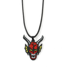 1pc Hell Fire Necklace Strange Horror Thing Devil Bull Head Necklace Keychain For Girls Boys Halloween Costume
