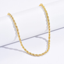 Classic Men Necklace Golden Plated Twisted Rope Chain Stainless Steel Long Necklace For Men Jewelry