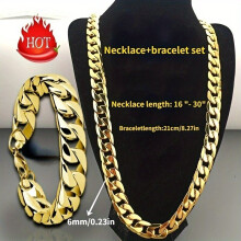 Mens Funky Hip Hop Classic 2pcs Set Necklace And Bracelet