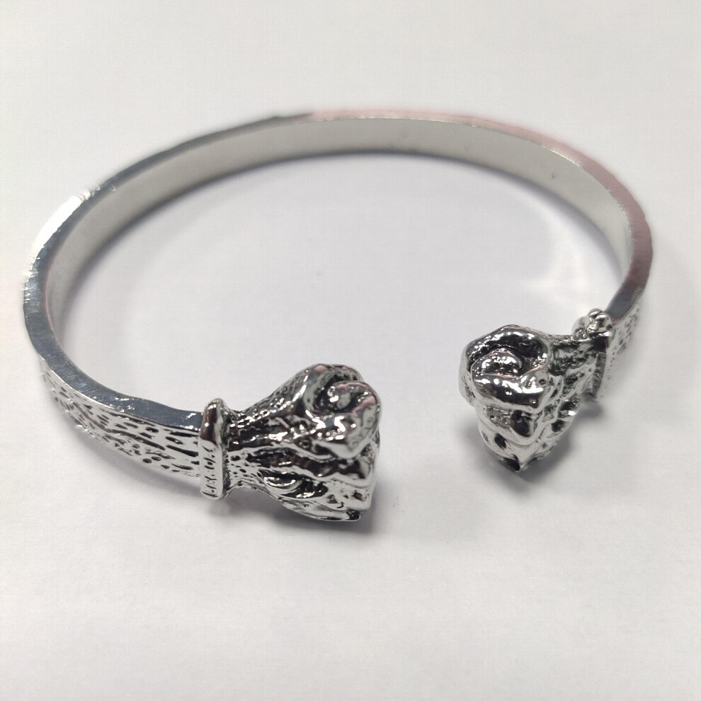 Hot Silver Bracelet Men Vintage Solid Open Fist Fist Of Power Bracelet