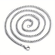 1pc Boys Box Chain Stacking Personality Titanium Steel Necklace