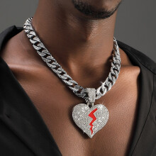 Cracking Love Pendant With Cuban Chain Creative Necklace For Boyfriend