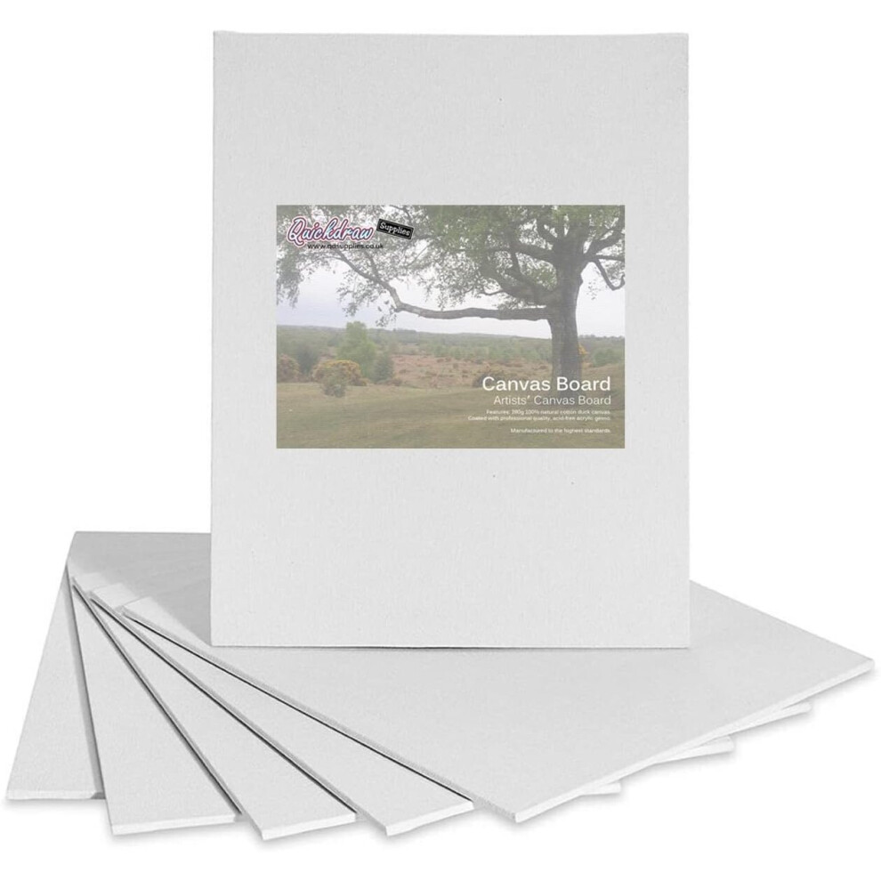 Quickdraw Supplies A4 Artists Blank Canvas Board Cotton Duck Gesso Primed 280G For Acrylic & Oil Painting