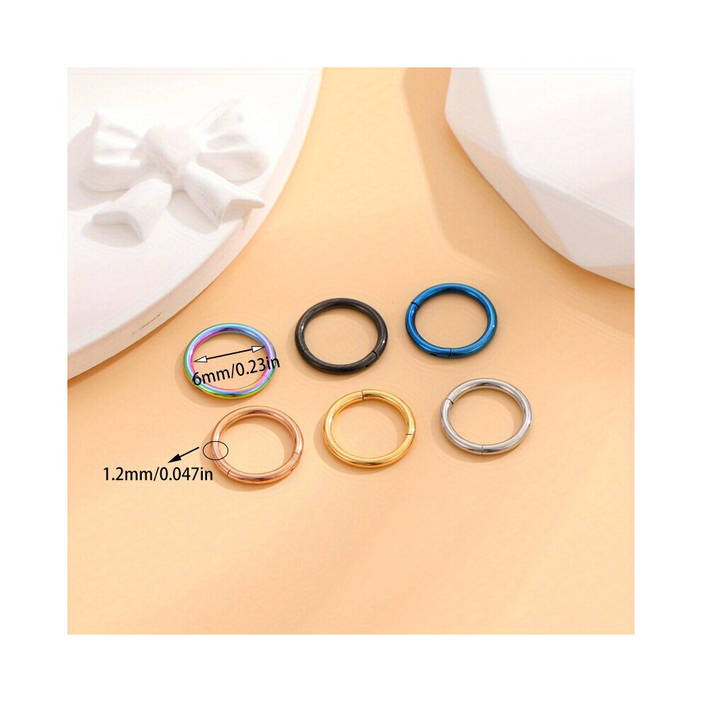 Multicoloured 6Pcs Split Ring For Ear Bone And Lip Piercing For Unisex