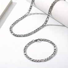 1pc Stainless Steel Hip hop Rap Bracelet Mens Necklace Set