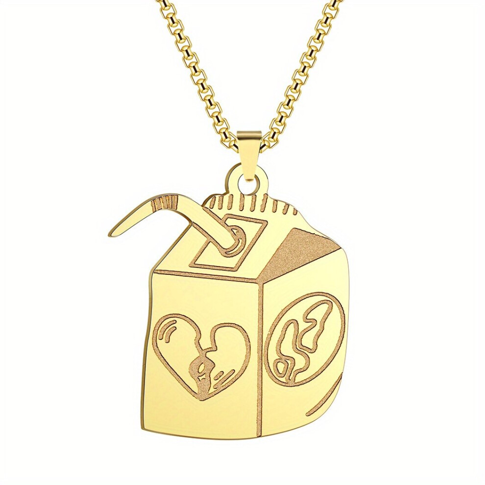 Juice Box Stainless Steel Pendant Necklace Unisex Choker Hiphop Chain Necklaces Jewelry