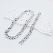 Mens Hip Hop Medium Diamond Bracelet Necklace Set