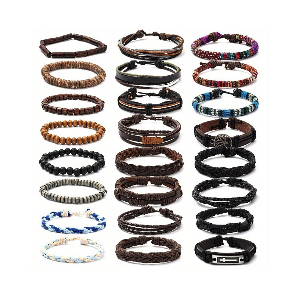 24pcs Vintage Leather Braided DIY Bracelet Set For Men Gift Party Daily Decoration-image-OPC-PC25ZSY-NEW