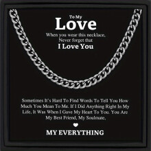 To My Love Boyfriend Husband Partner Stainless Steel Cuban Link Necklace For Men Fathers Birthdays