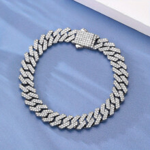 1 Pack Fashionable Rapper 10mm Geometric Cuban Necklace Bracelet Men And Women Summer Jewelry