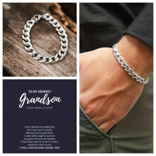 1pc Special Gift For Grandson Titanium Steel Non Fade Chunky Link Cuban Chain Bracelet Hoodie Chain Accessory Bracelet Gift For Men Birthday For Boys