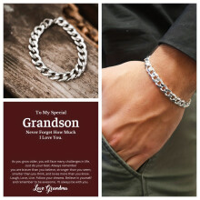 1pcs Special Gift For Grandson Titanium Steel Non Fade Chunky Link Cuban Chain Bracelet Hoodie Chain Accessory Bracelet Gift For Men Birthday For Boys