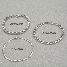 3pc set Clearance Chain Bracelet For Men Stainless Steel Link Chain Golden Bracelets Set Hip Hop Men Jewelry