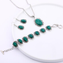 Bohemian Jewellery Set Vintage Turquoise Necklace Bracelet Earrings Set 3 Pcs set Bohemian Style For Men Accessories