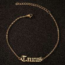 1pc Stylish Mens Anklet Jewelry 12 Zodiac Sign Anklet Astrology Star Sign 12 Constellation Retro Letter Anklets
