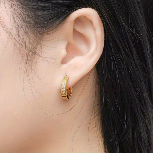 Funky Full Rhinestone Stud Earrings For Men Single Ear Buckle