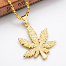 1pc Hip hop Mens Cuban Chain Leaf Pendant Necklace Street Mens Personality Jewelry Accessories