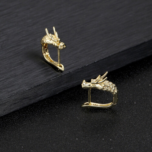 1 Pair Mens Dragon Head Statement Stud Earrings Punk Style Earrings