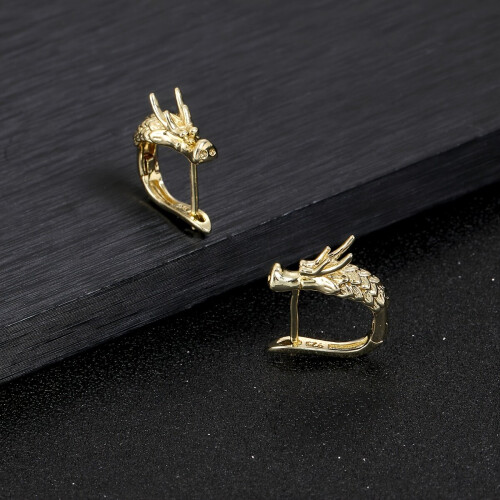 1 Pair Mens Dragon Head Statement Stud Earrings Punk Style Earrings 1