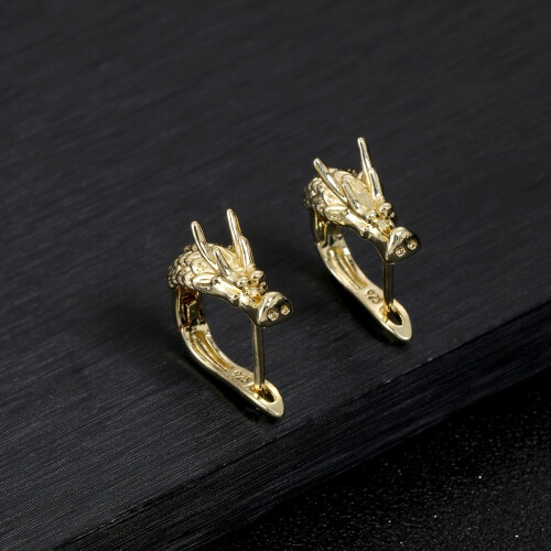 1 Pair Mens Dragon Head Statement Stud Earrings Punk Style Earrings 2