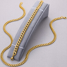 2pcs Mens Stainless Steel Necklace Bracelet Set
