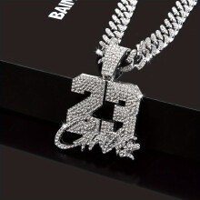 1pc Hip Hop No 23 Pendant Rhinestone Necklace For Men