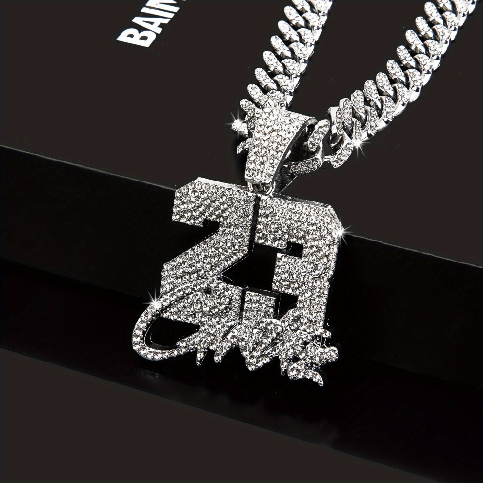 1Pc Hip Hop No 23 Pendant Rhinestone Necklace For Men Multicoloured