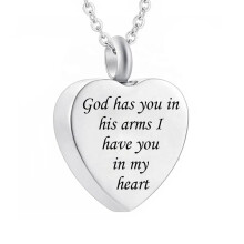 Urn Necklace For Ashes Memorial Cremation Jewelry For Ashes Heart Silver Urn Locket For Ashes Stainless Steel Urns Pendant Keepsake Jewelry With Diffe