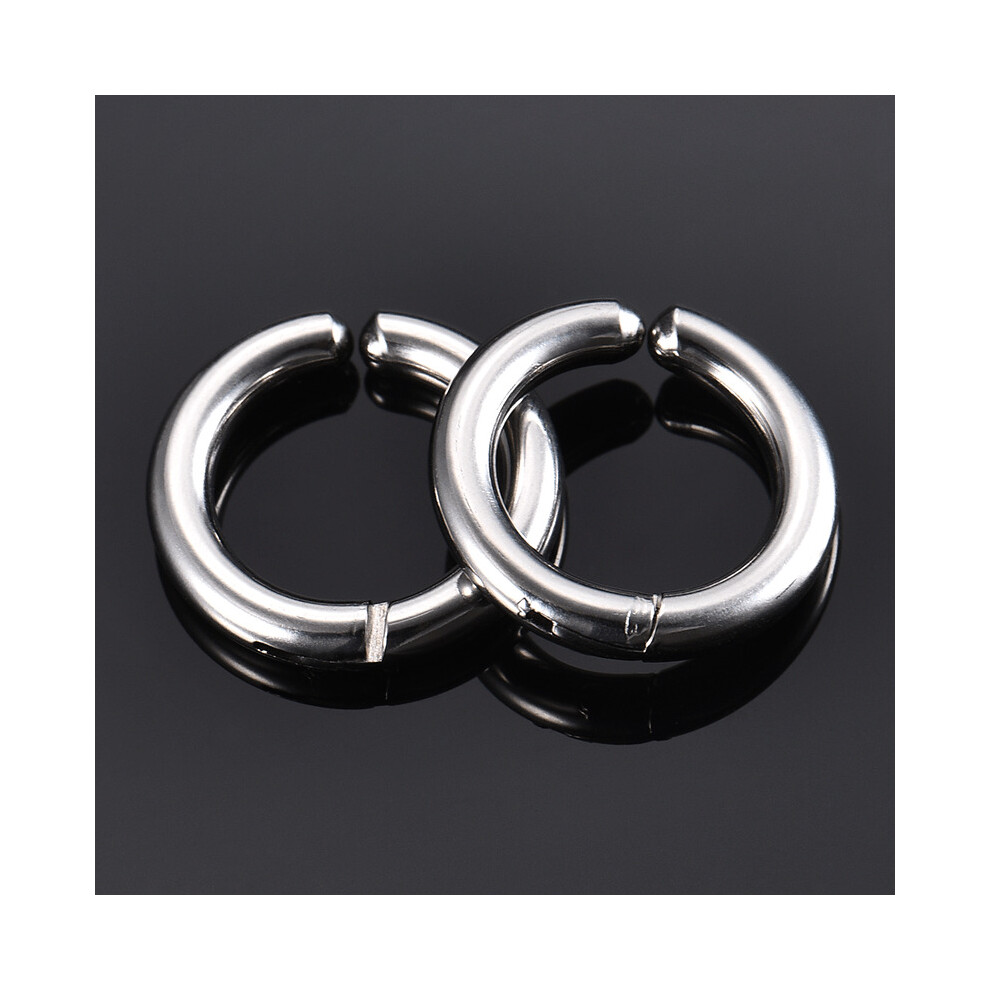 2 Pcs Mens Casual Stainless Steel Non Piercing Round Ear Cuffs